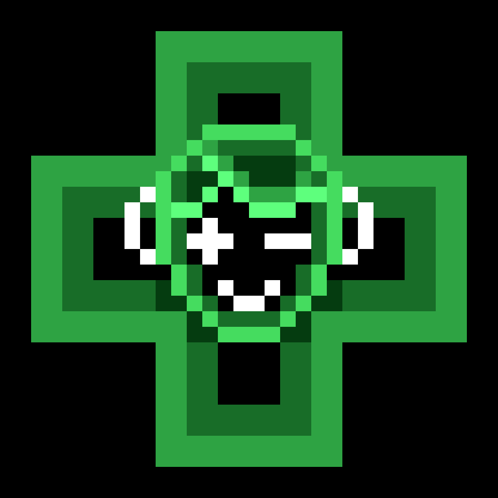 An official render of the male character's insignia, with a pixelated rendition of the new male roothead inside the symbol.